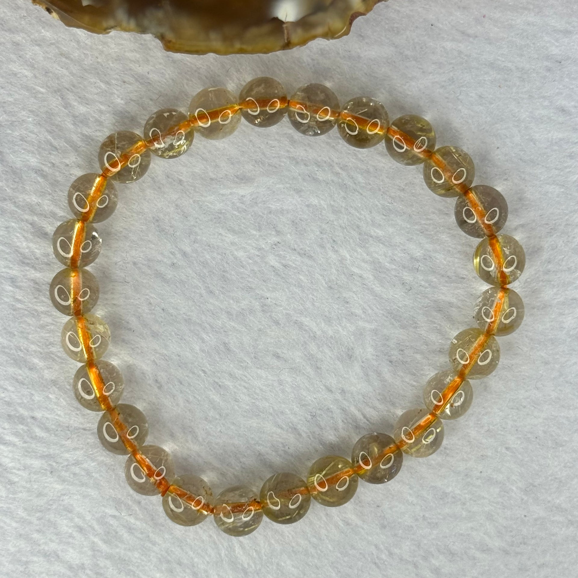 Natural Golden Rutilated Quartz Beads 天然金发水晶手链 13.05g 15cm 7.3mm 26 Beads - Huangs Jadeite and Jewelry Pte Ltd