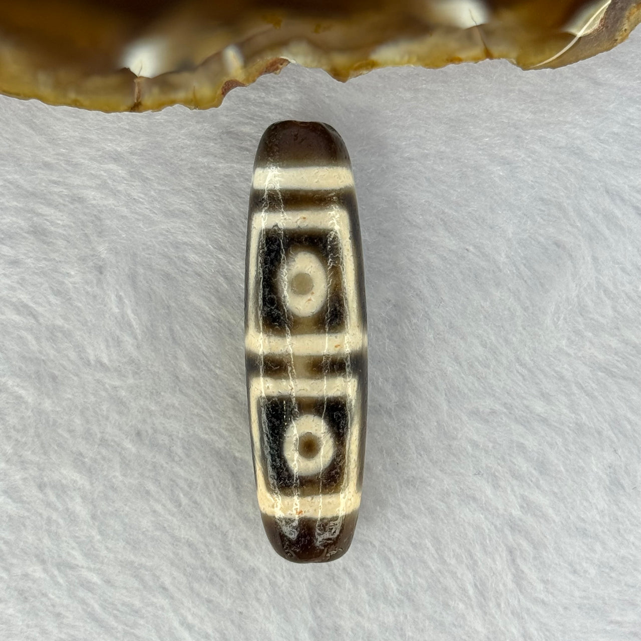 Natural Powerful Tibetan Old Oily Agate 4 Eyes Dzi Bead Heavenly Master (Tian Zhu) 四眼天诛 11.83g 46.2 by 13.0mm - Huangs Jadeite and Jewelry Pte Ltd