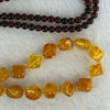 Natural Orange Yellow with Blood Red Amber Necklace 7.57g 8.5 by 7.1 by 6.2mm 17pcs