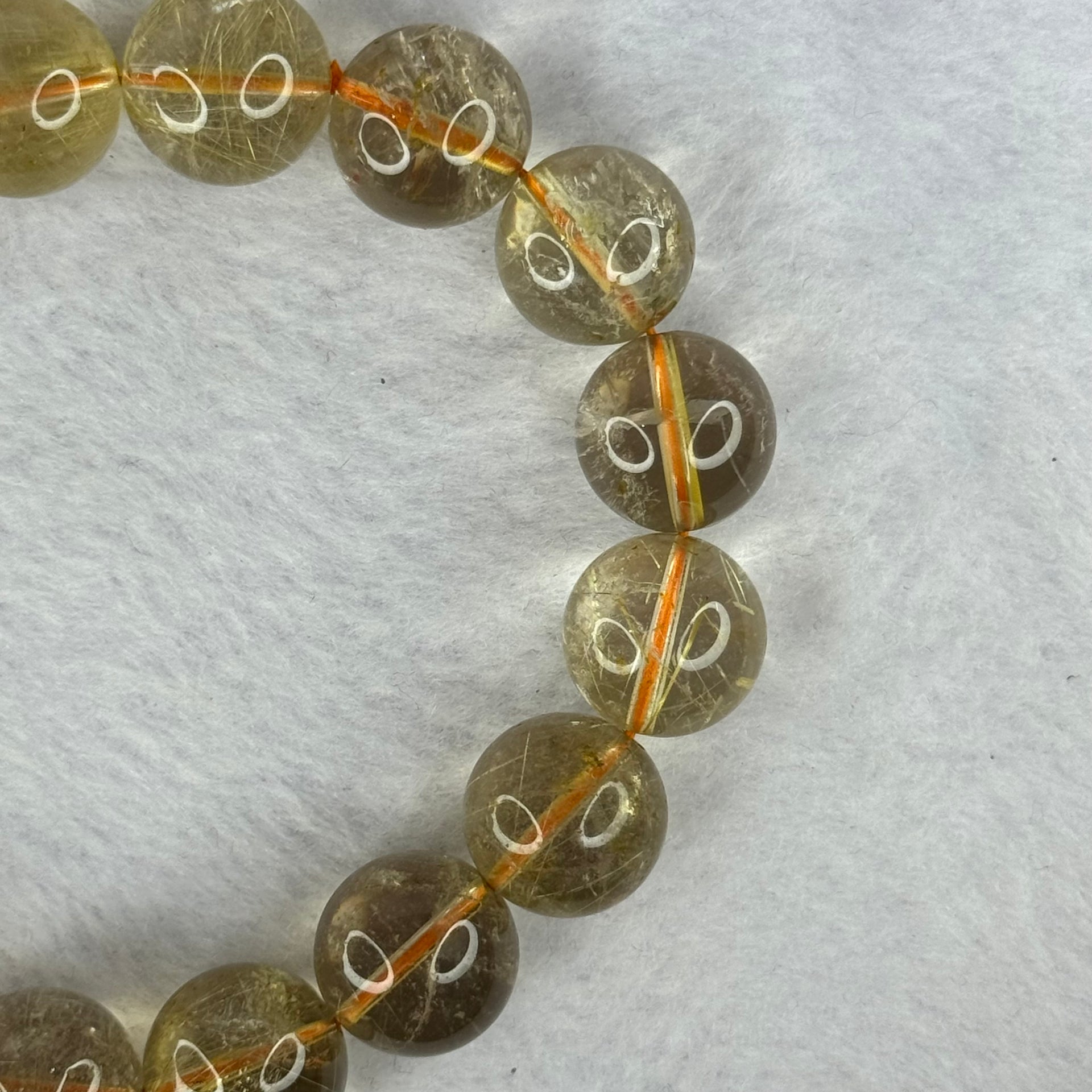 Natural Golden Rutilated Quartz Beads 天然金发水晶手链 68.47g 20cm 14.7mm 16 Beads - Huangs Jadeite and Jewelry Pte Ltd