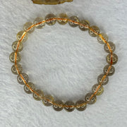 Natural Golden Rutilated Quartz Beads 天然金发水晶手链 15.57g 15.5cm 7.9mm 25 Beads - Huangs Jadeite and Jewelry Pte Ltd