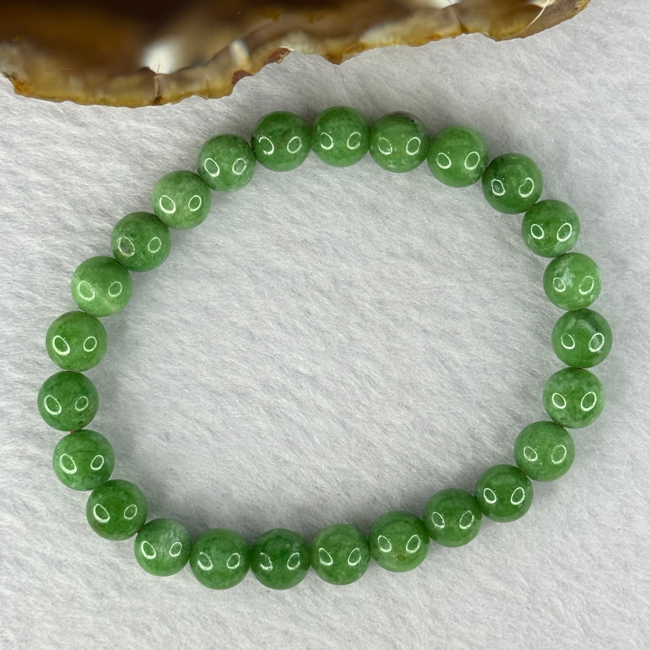 Natural Emerald And Ruby Zoisite Beads Bracelet 16.04g 14.5cm 7.4mm 25 Beads - Huangs Jadeite and Jewelry Pte Ltd