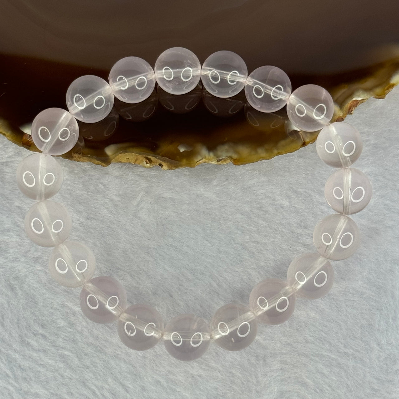 Natural Rose Quartz Beads Bracelet 天然玫瑰石英珠手链 28.99g 16.5cm 10.4mm 19 Beads