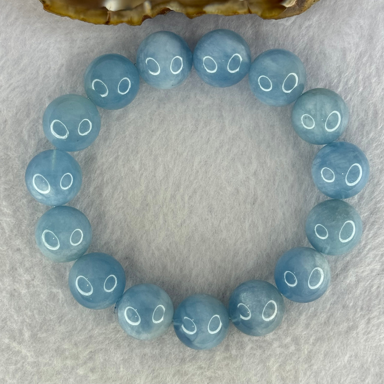 Natural Aquamarine Beads Bracelet 66.27g 19cm 14.8mm 15 Beads