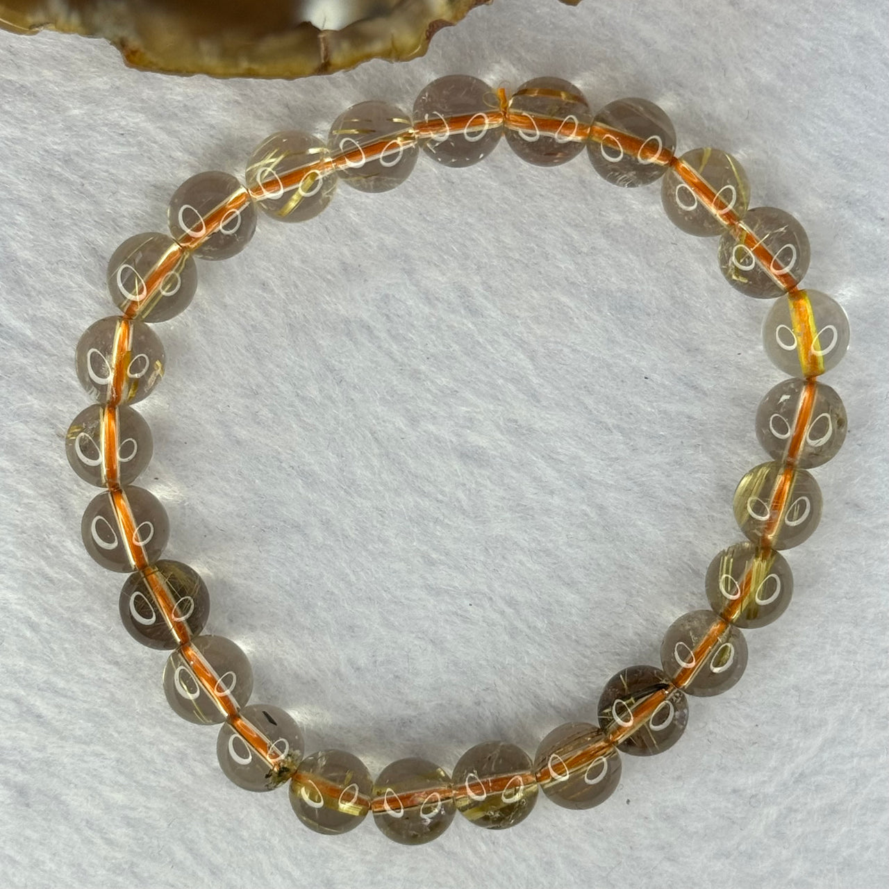 Natural Golden Rutilated Quartz Beads 天然金发水晶手链 15.73g 15.5cm 7.8mm 25 Beads - Huangs Jadeite and Jewelry Pte Ltd