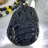 Black Obsidian Beads Necklace with Black Obsidian 3 Legged Toad Wealth Pendant 34.64g 53.0 by 40.9 by 11.3mm