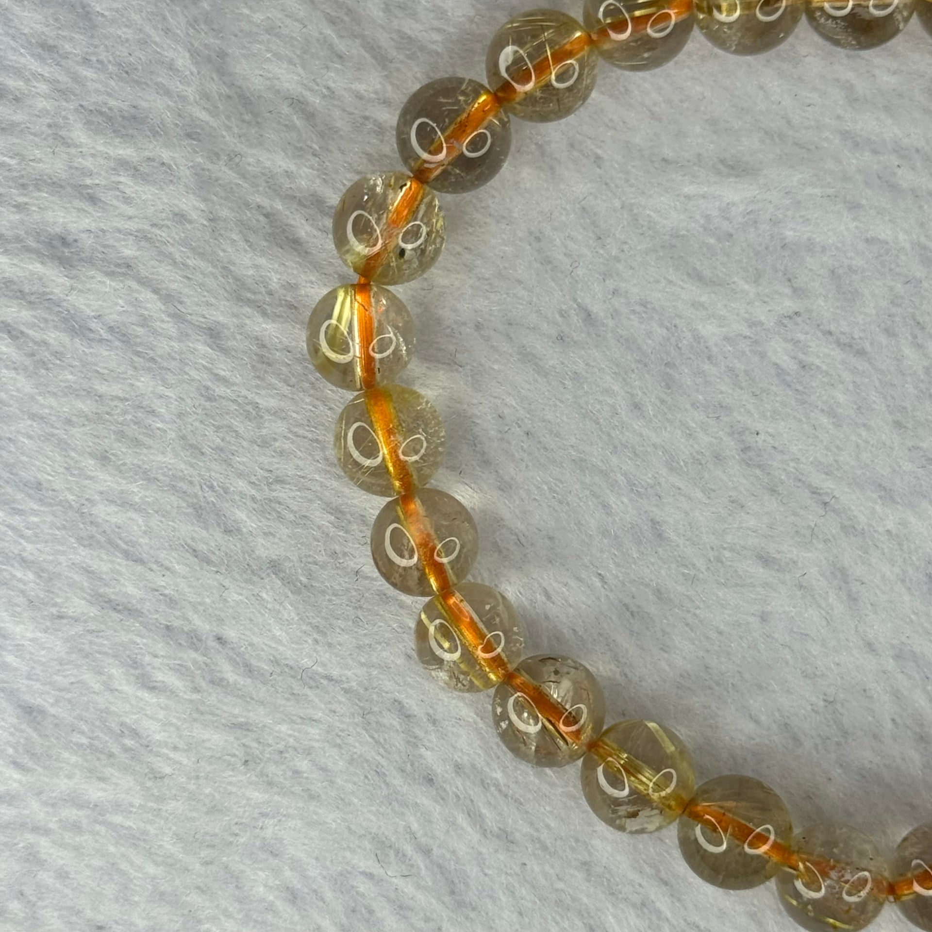 Natural Golden Rutilated Quartz Beads 天然金发水晶手链 13.05g 15cm 7.3mm 26 Beads - Huangs Jadeite and Jewelry Pte Ltd