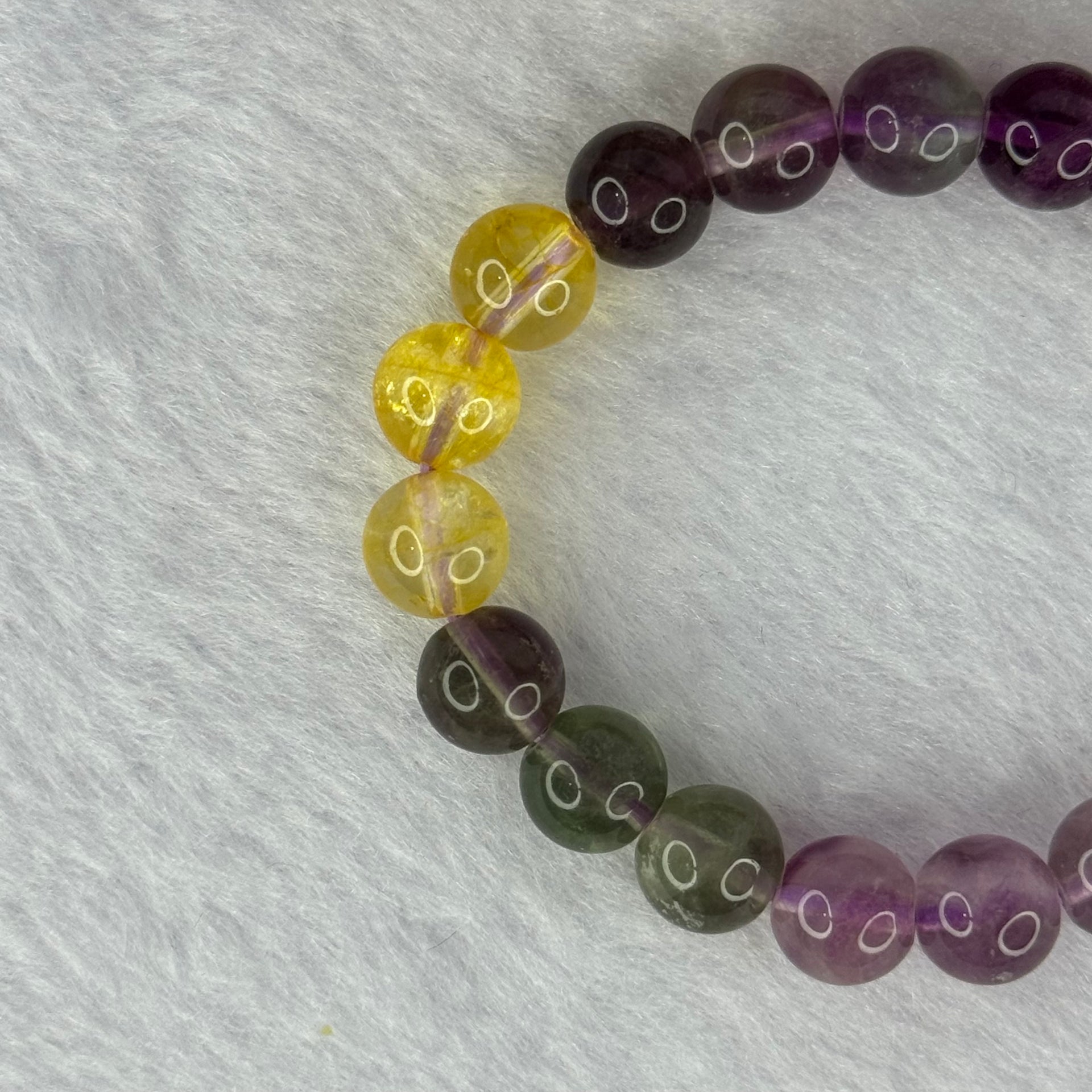 Natural Mixed Colours Fluorite Bracelet 15.85g 12cm 8.1mm 19 Beads - Huangs Jadeite and Jewelry Pte Ltd