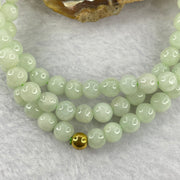 Type A Light Green Jadeite 107 beads necklace 6.6mm 49.61g - Huangs Jadeite and Jewelry Pte Ltd