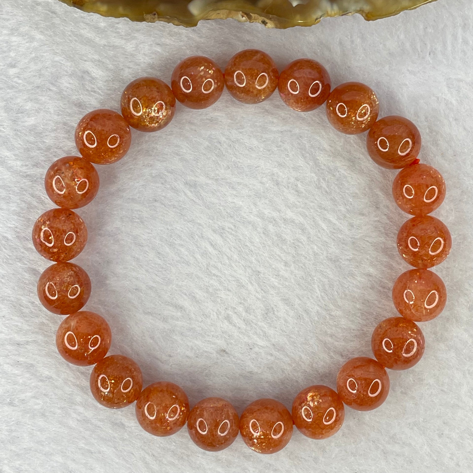 Good Grade Natural Sunstone, Heliolite and Aventurine Feldapar Beads Bracelet 天然金太阳日光石珠手链 21.87g 16 cm 9.1 mm 21 Beads - Huangs Jadeite and Jewelry Pte Ltd