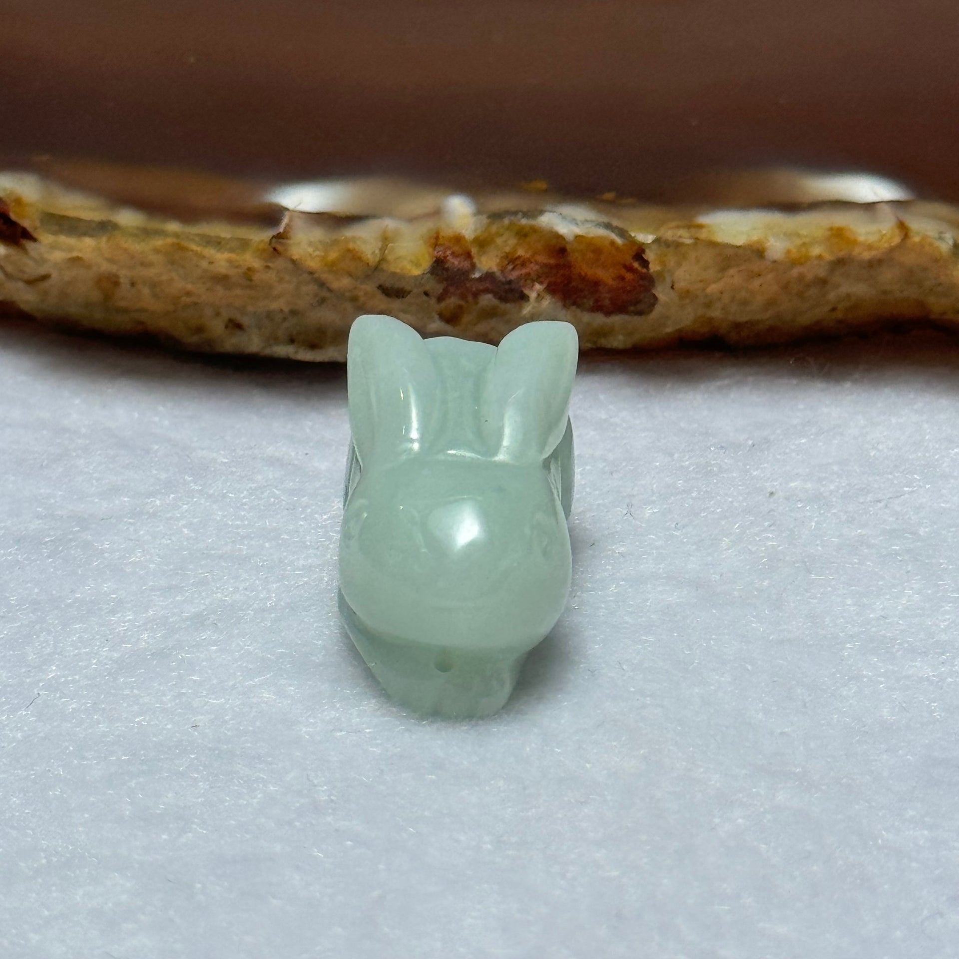 Type A Light Blueish Green Jadeite Rabbit Pendant 9.74g 26.3 by 12.7 by 15.2mm - Huangs Jadeite and Jewelry Pte Ltd