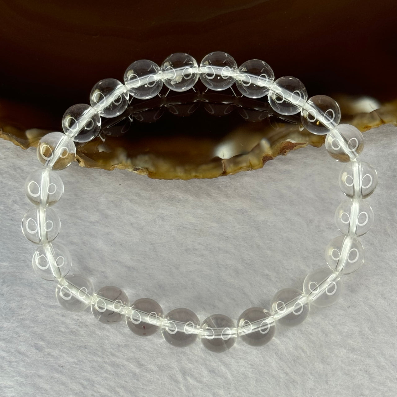 Natural Clear Quartz Bracelet 天然白水晶手链 18.62g 16.5cm 8.4mm 24 Beads