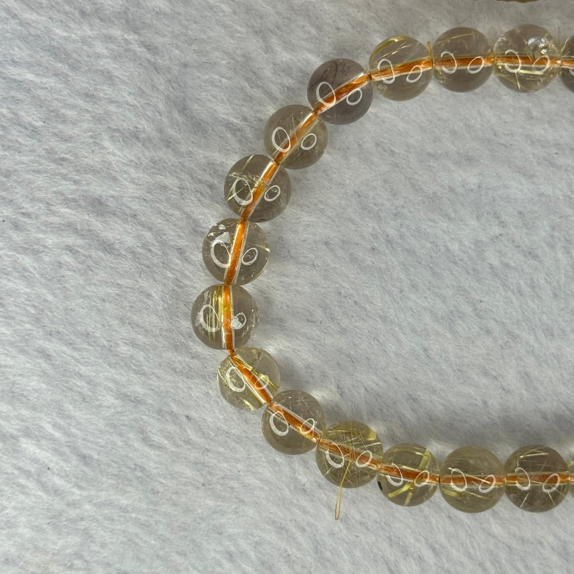 Natural Golden Rutilated Quartz Beads 天然金发水晶手链 15.70g 15.5mm 7.9mm 25 Beads - Huangs Jadeite and Jewelry Pte Ltd