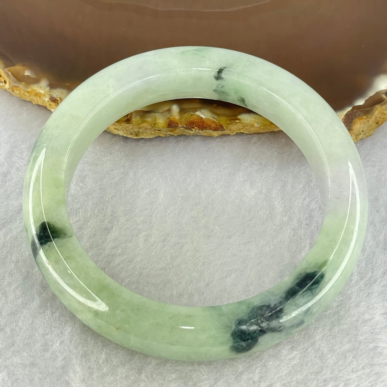 Type A Light Green Lavender and Dark Green Piao Hua Jadeite Bangle Internal Diameter 54.2mm 60.52g 12.2 by 9.6mm (External Rough + Internal Lines)