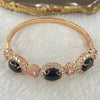 Natural Dark Blood Red Amber with Crystal in Rose Gold Color Bangle 26.43g 18cm 12.1 by 9.0 by 3.5mm 3pcs