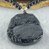 Black Obsidian Beads Necklace with Black Obsidian 3 Legged Toad Wealth Pendant 34.64g 53.0 by 40.9 by 11.3mm