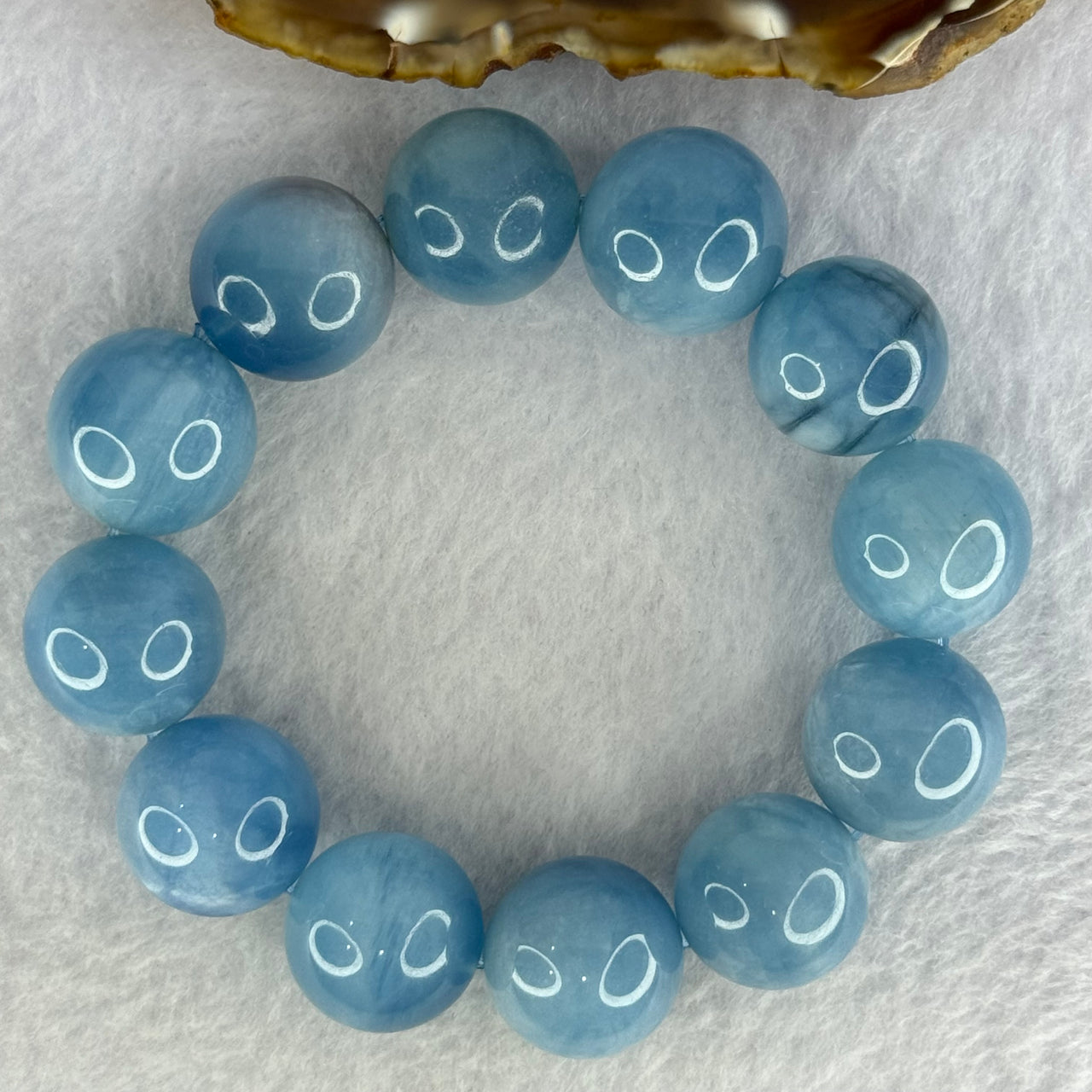 Natural Aquamarine Beads Bracelet 109.28g 18.5cm 19.2mm 12 Beads