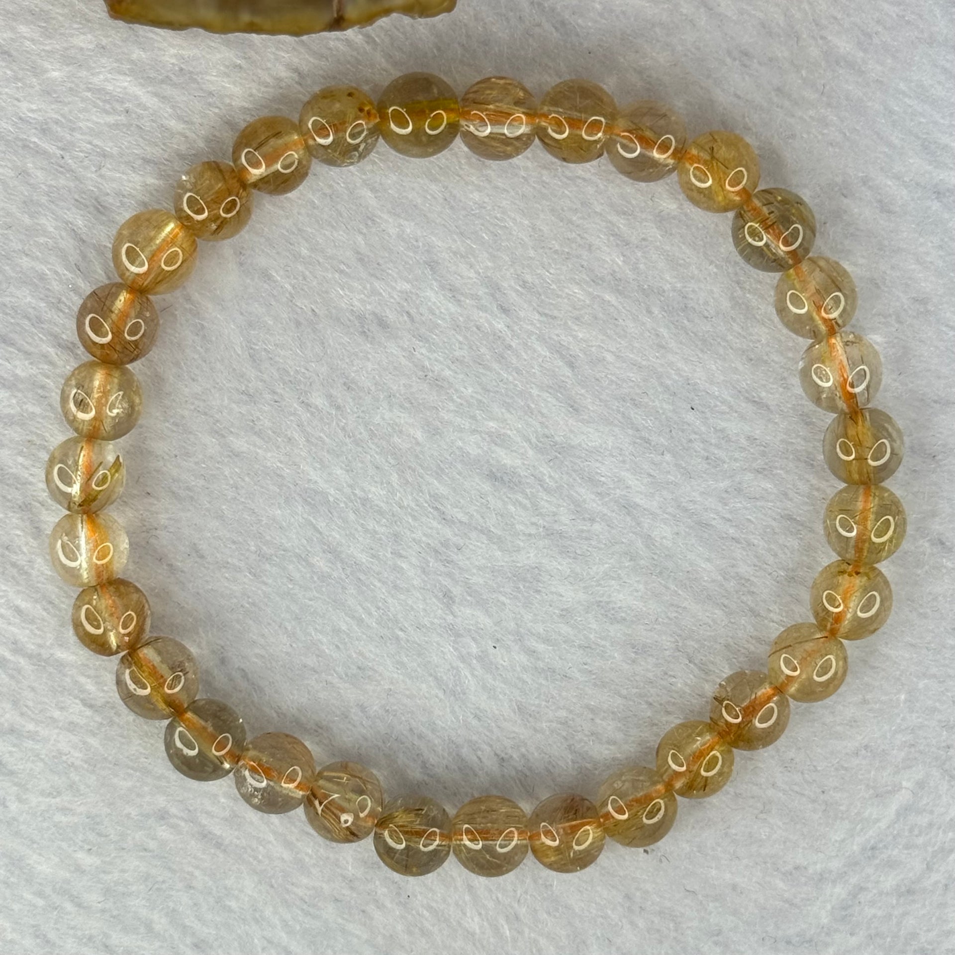 Natural Golden Rutilated Quartz Beads 天然金发水晶手链 9.89g 15cm 6.5mm 31 Beads - Huangs Jadeite and Jewelry Pte Ltd