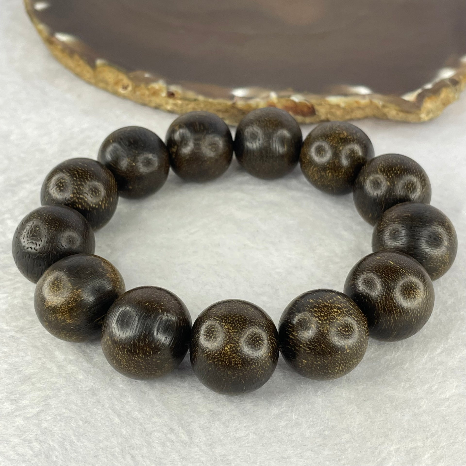 Natural Old Wild Malaysia Agarwood Bracelet (Sinking Type) 天然老野生马来西亚沉香手链 44.76g 20cm 18.5mm 13 Beads - Huangs Jadeite and Jewelry Pte Ltd