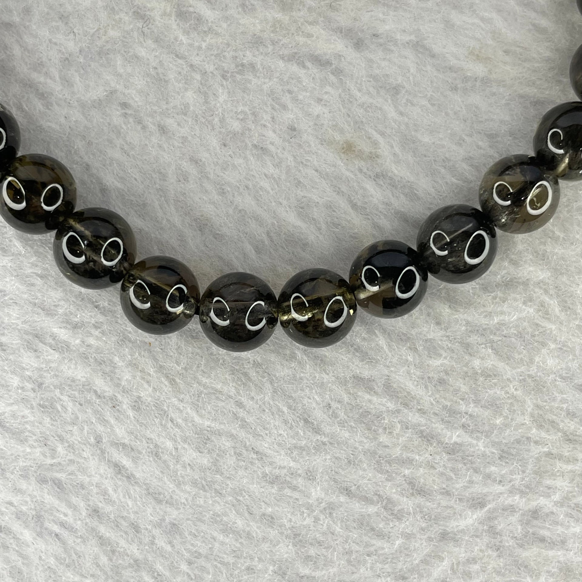 Natural Black Auralite Crystal Bracelet 黑极光手链 13.19g 7.4 mm 26 Beads - Huangs Jadeite and Jewelry Pte Ltd