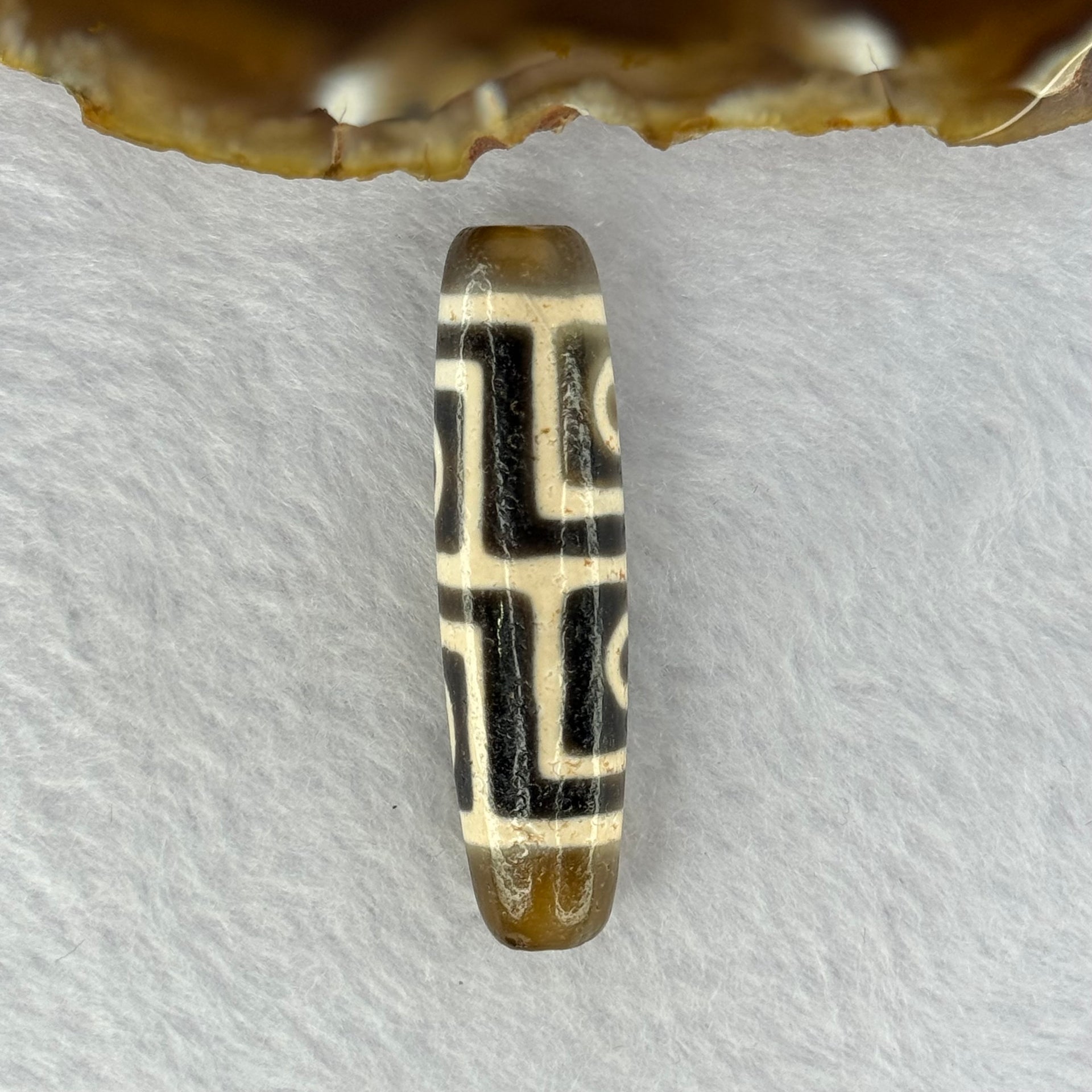 Natural Powerful Tibetan Old Oily Agate 4 Eyes Dzi Bead Heavenly Master (Tian Zhu) 四眼天诛 11.92g 48.10 by 12.5mm - Huangs Jadeite and Jewelry Pte Ltd