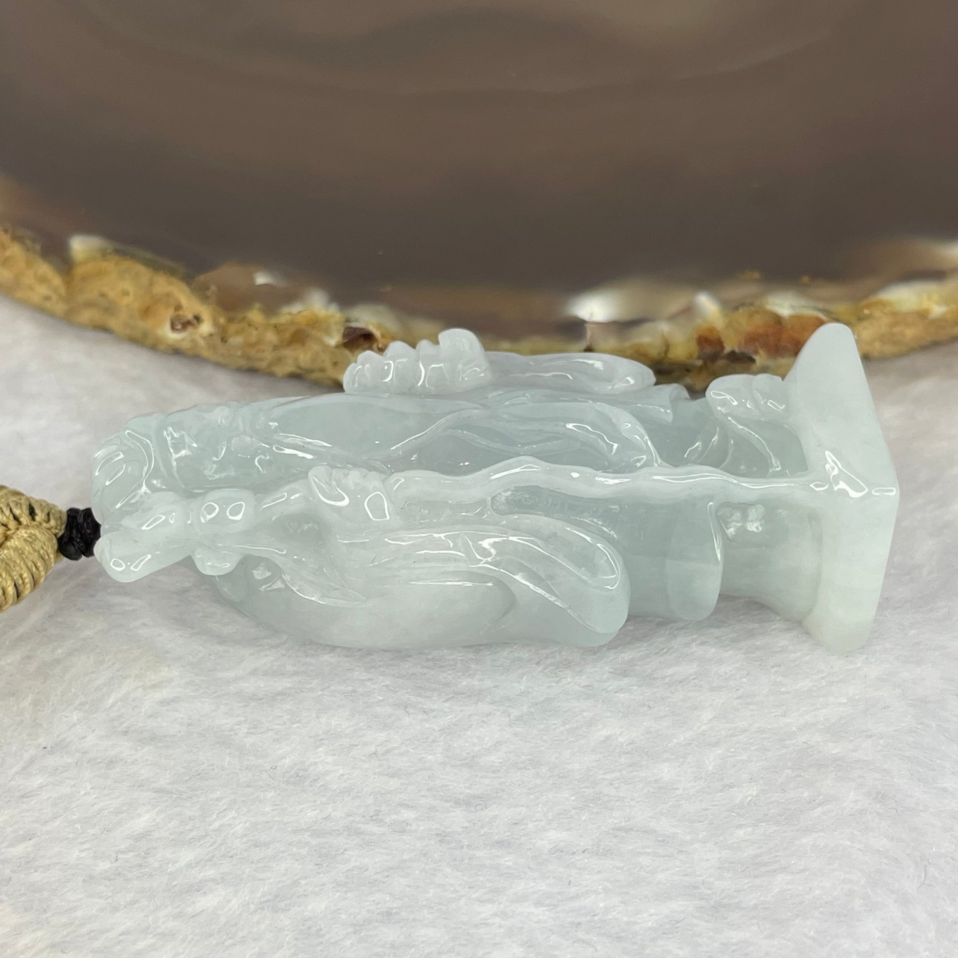 Type A Sky Blue Tu Di Gong Earth God 43.34g 56.0 by 24.2 by 17.6mm - Huangs Jadeite and Jewelry Pte Ltd