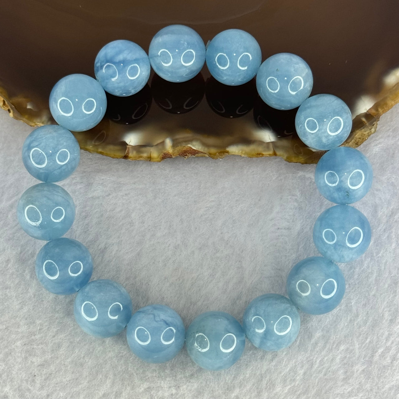 Natural Aquamarine Beads Bracelet 57.78g 19cm 13.9mm 16 Beads