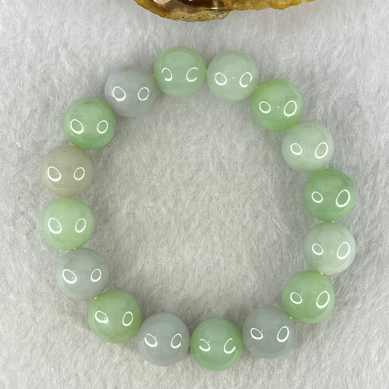 Type A Light Green and Light Lavender Jadeite Beads Bracelet 62.52g 18cm 13.2mm 16 Beads