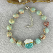 Natural Variscite Jasper with Fortune Cat Bracelet 12.22g 8.3 mm 14 Beads (Adjustable Size) - Huangs Jadeite and Jewelry Pte Ltd