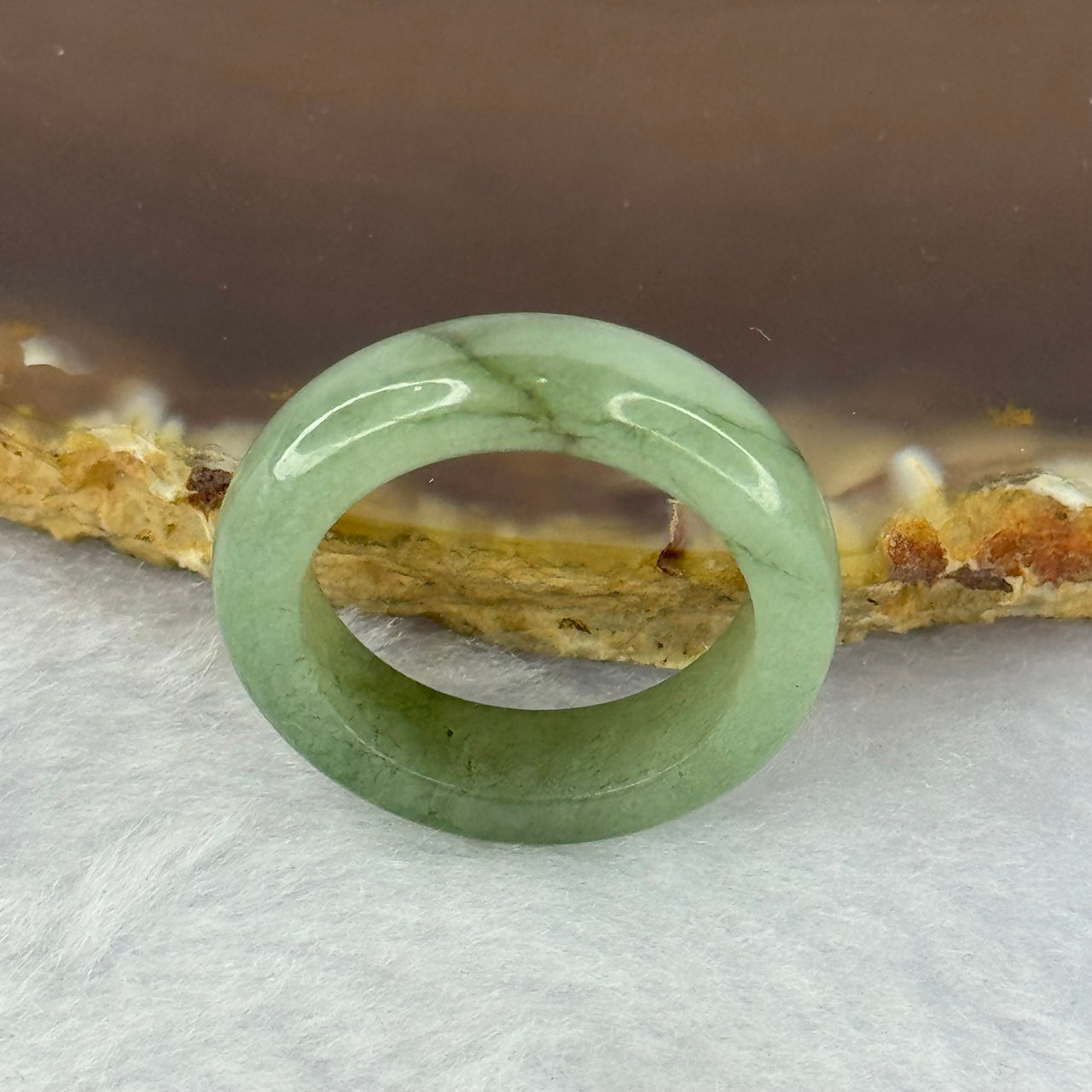 Type A Green with Brown Jadeite Ring 3.91g 5.8 by 3.6mm US7.25 HK15.75 (Slight External Line)