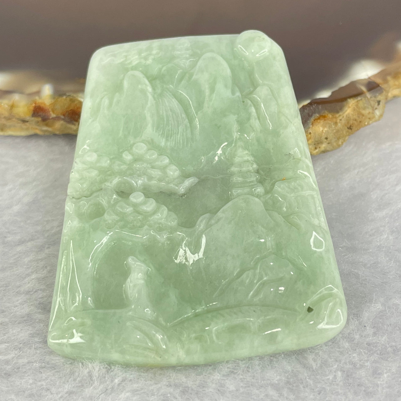 Type A Green Shun Shui Jadeite 22.17g 38.6 x 47.8 by 5.6mm - Huangs Jadeite and Jewelry Pte Ltd