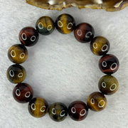 Natural Tiger's Eye Quartz Bracelet 虎眼石手持手链 55.31g 17cm 14.5mm 14 Beads - Huangs Jadeite and Jewelry Pte Ltd