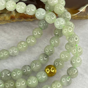 Type A Semi Icy Green with Wuji Grey Piao Hua Beads Necklace 104 Beads 5.5mm 32.18g - Huangs Jadeite and Jewelry Pte Ltd