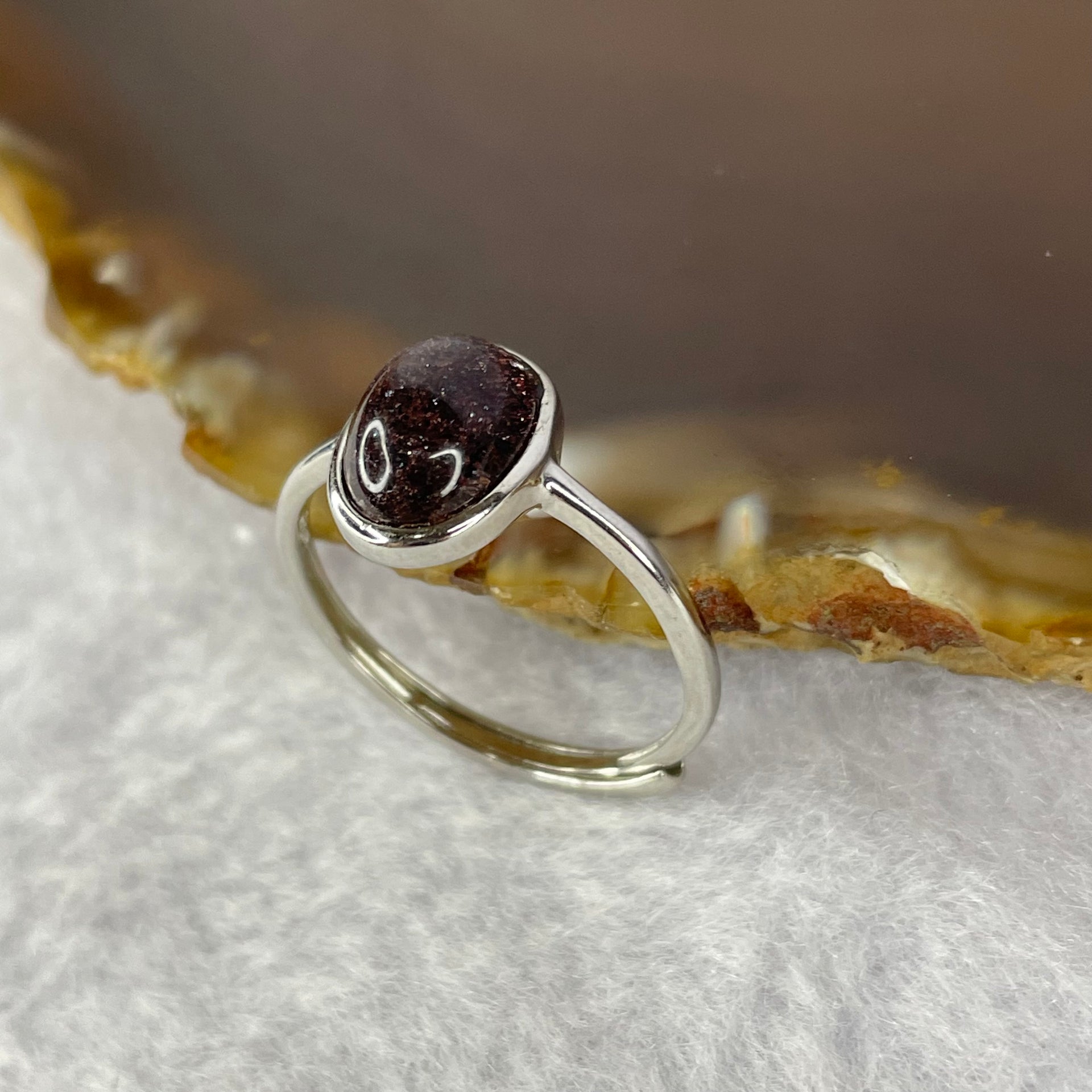 Good Grade Natural Super 7 Crystal in 925 Sliver Ring (Adjustable Size) 天然超级七水晶 925 银戒指（可调节尺寸) 1.59g 8.5 by 6.3 by 4.2mm - Huangs Jadeite and Jewelry Pte Ltd