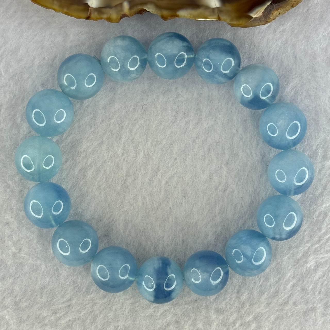 Natural Aquamarine Beads Bracelet 50.52g 18cm 13.3mm 16 Beads