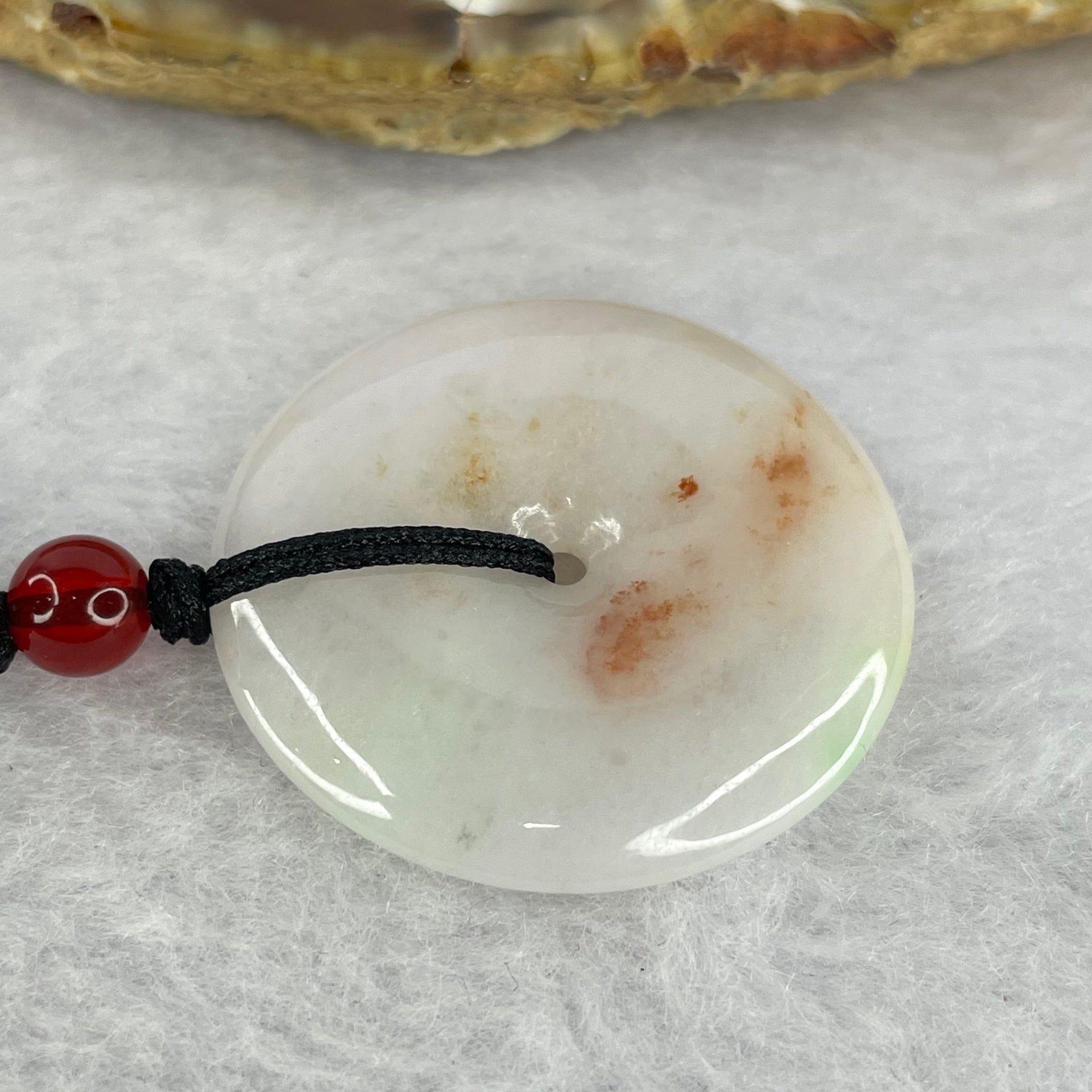 Type A Yellow Lavender with Red Patches Jadeite Ping An Kou Donut 12.60g 31.0 by 5.6 mm - Huangs Jadeite and Jewelry Pte Ltd