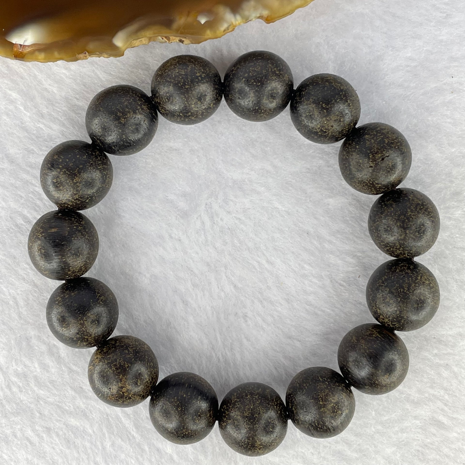 Natural Old Wild Indonesia Agarwood Beads Bracelet (Sinking Type) 天然老野生印尼沉香珠手链 22.78g 13.8 mm 15 Beads - Huangs Jadeite and Jewelry Pte Ltd