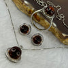 Natural Cognac Amber With Crystals in S925 Sliver Set of Earrings 6.7mm, Ring 8.5mm and Necklace 9.6mm Total 8.56g