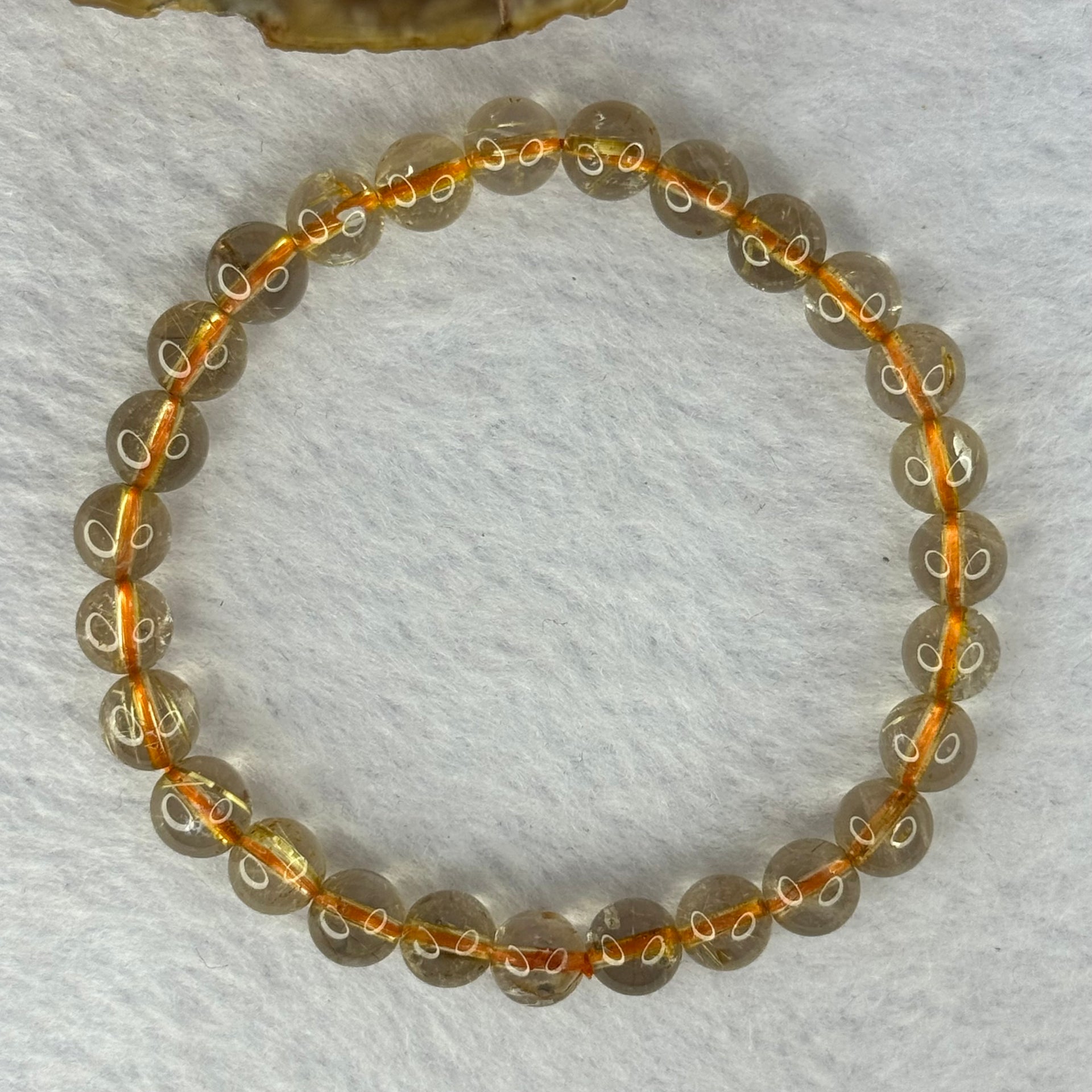 Natural Golden Rutilated Quartz Beads 天然金发水晶手链 17.51g 15cm 8.4mm 23 Beads - Huangs Jadeite and Jewelry Pte Ltd