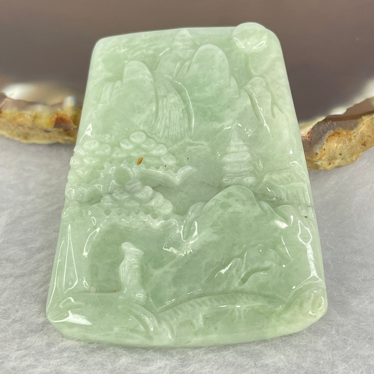 Type A Green Shun Shui Jadeite 22.06g 38.1 by 49.6 by 5.4mm - Huangs Jadeite and Jewelry Pte Ltd