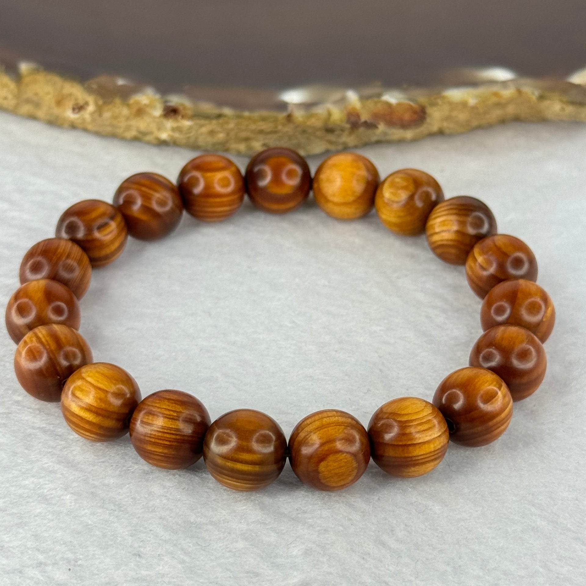 Natural Old Yabai Thuja Wood Beads Bracelet 老树崖柏手链 9.90g 16.5cm 10.1mm 19 Beads - Huangs Jadeite and Jewelry Pte Ltd