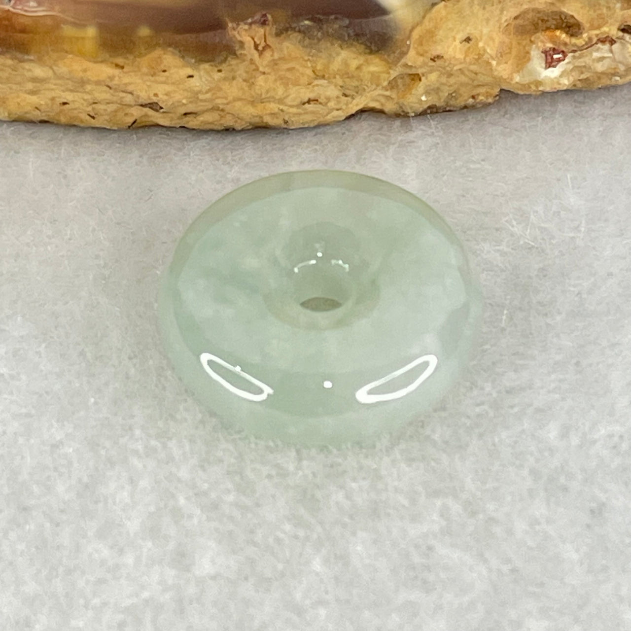 Type A Icy Sky Blue Jadeite Ping An Kou Donut Charm Pendant 2.29g 15.0 by 4.8mm