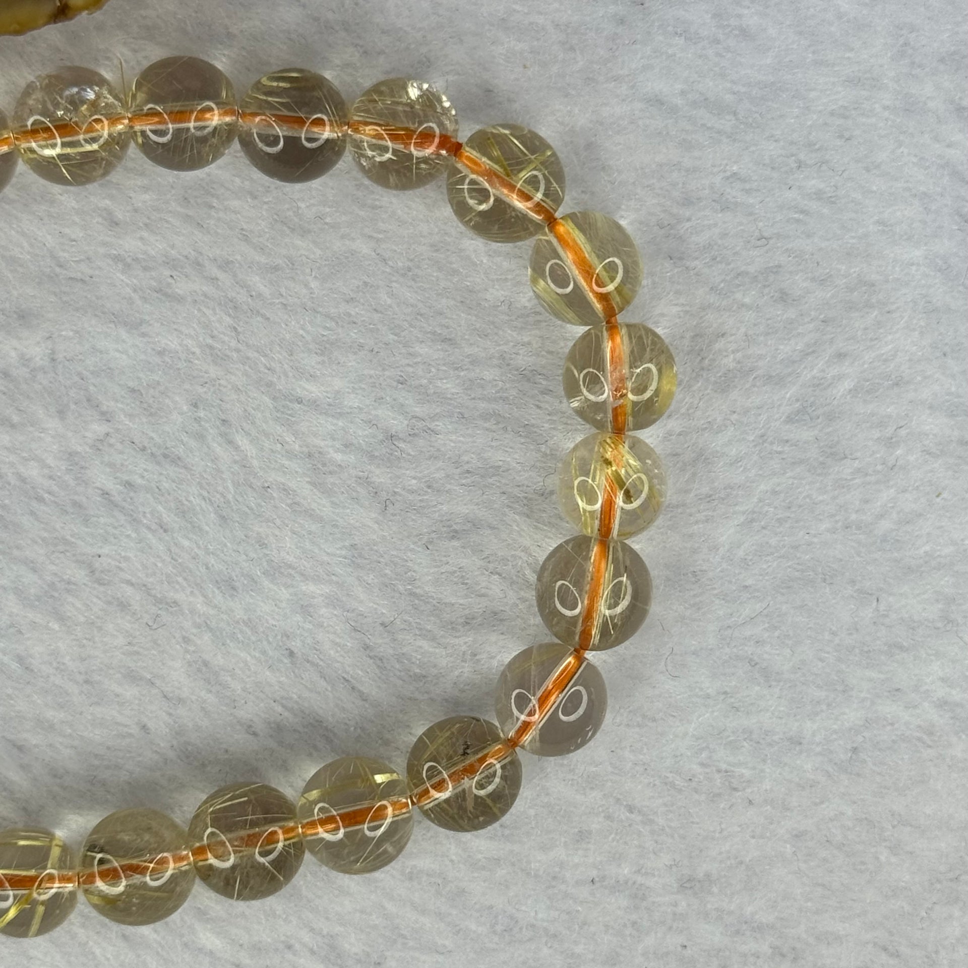 Natural Golden Rutilated Quartz Beads 天然金发水晶手链 15.70g 15.5mm 7.9mm 25 Beads - Huangs Jadeite and Jewelry Pte Ltd