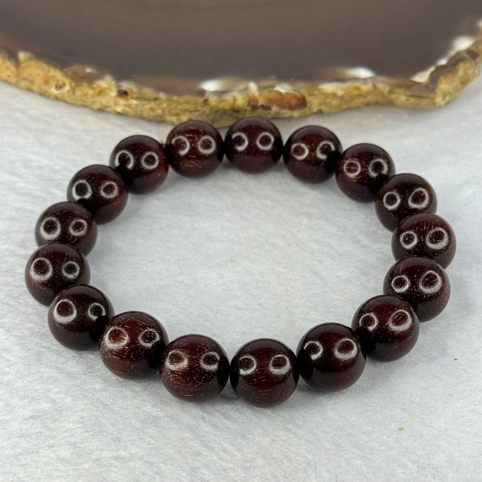 Natural Blood Zitan Beads Bracelet 天然血檀木手链 15.18g 18cm 12.3mm 17 Beads - Huangs Jadeite and Jewelry Pte Ltd