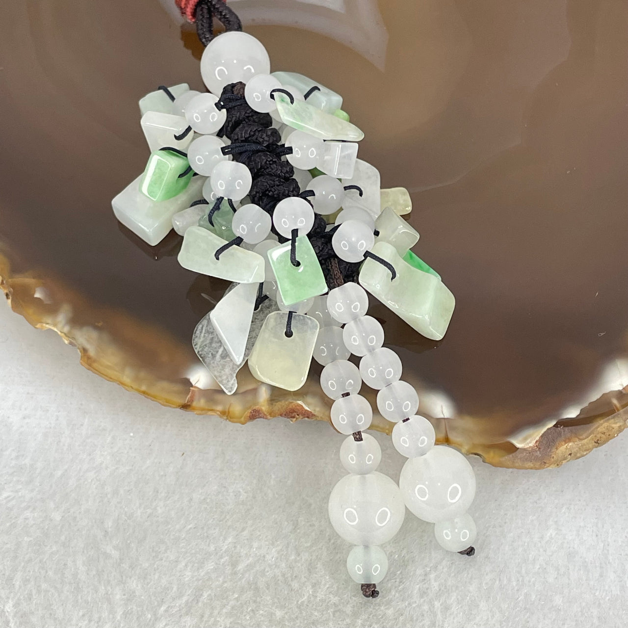 Type A Muti Color Jadeite Fragments And Crystal Hanging Display 24.61g 13.2 by 8.0 by 4.18mm 24pcs