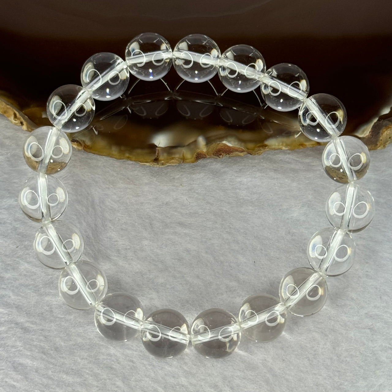 Natural Clear Quartz Bracelet 天然白水晶手链 30.70g 17cm 10.6mm 19 Beads