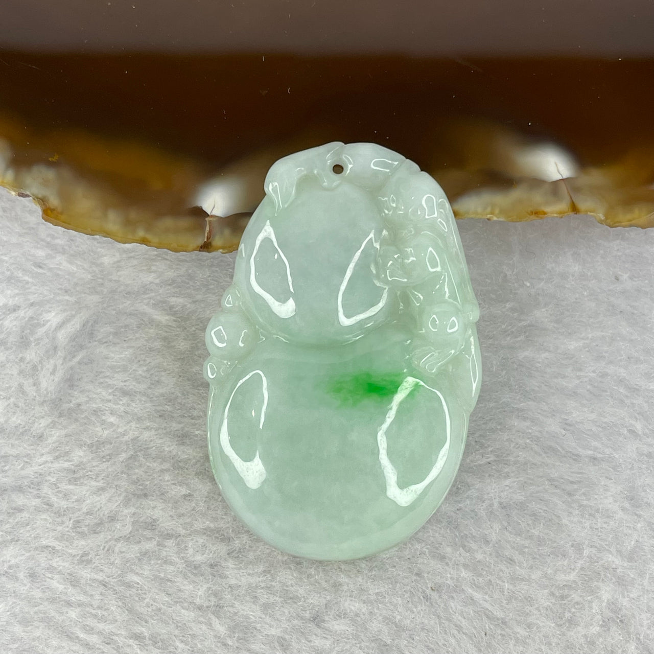 Type A Light Green with Lavender and Bright Green Patch Jadeite Hulu Pendent 12.06g 41.6 by 27.4 by 7.2mm - Huangs Jadeite and Jewelry Pte Ltd