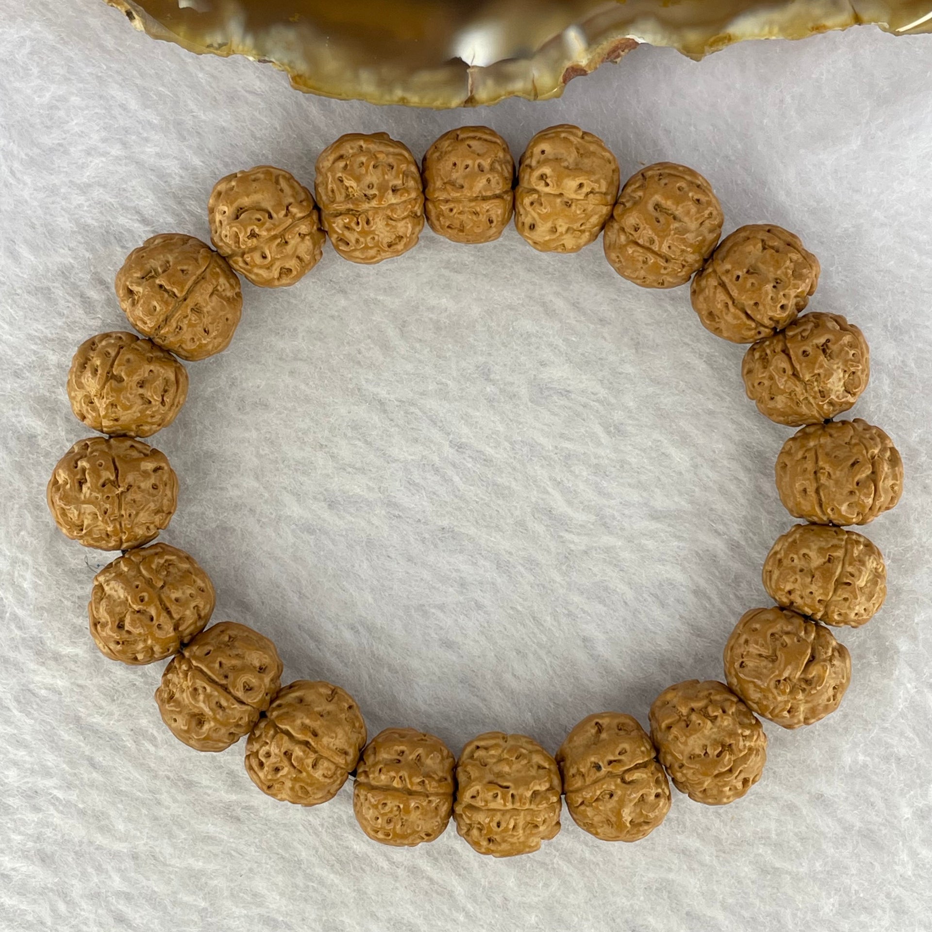 Natural Bodhi Rudraksha Seed Mala 金风 Beads Bracelet 14.58g 12.1 mm 20 Beads - Huangs Jadeite and Jewelry Pte Ltd