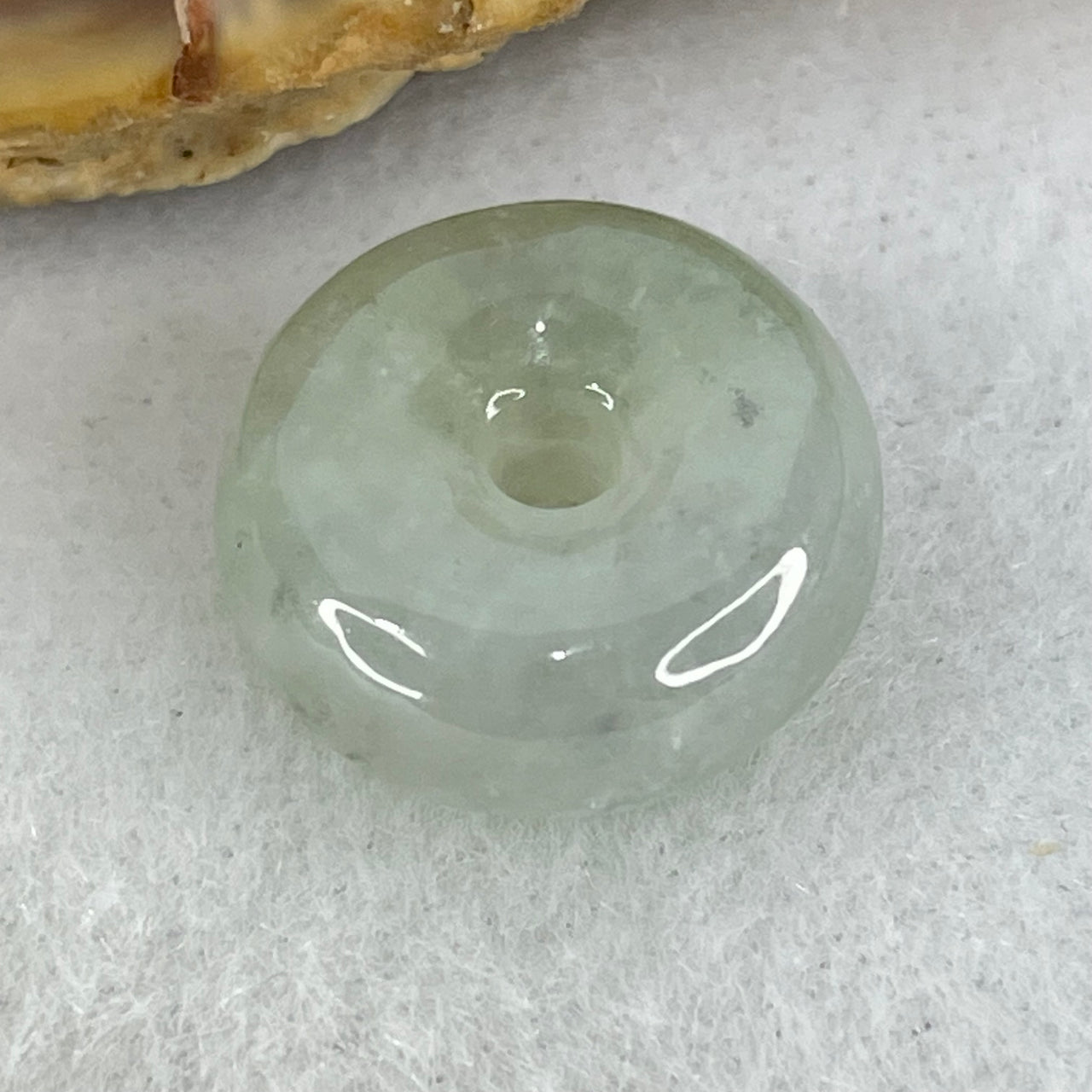 Type A Semi Icy Light Green Lavender With Wuji Grey Spots Jadeite Ping An Kou Charm/Pendant 2.96g 14.7 by 6.7mm