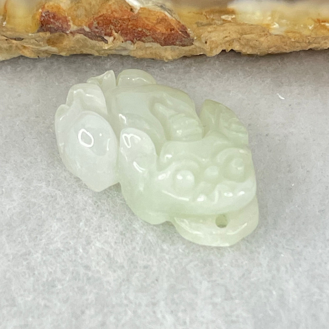 Type A Faint Green Lavender Jadeite Pixiu Charm 2.69g 19.4 by 11.3 by 6.4mm